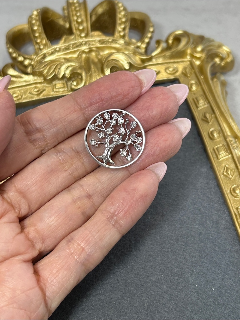 Origami Owl Crystal Adorned Silver Tree of Life Charm